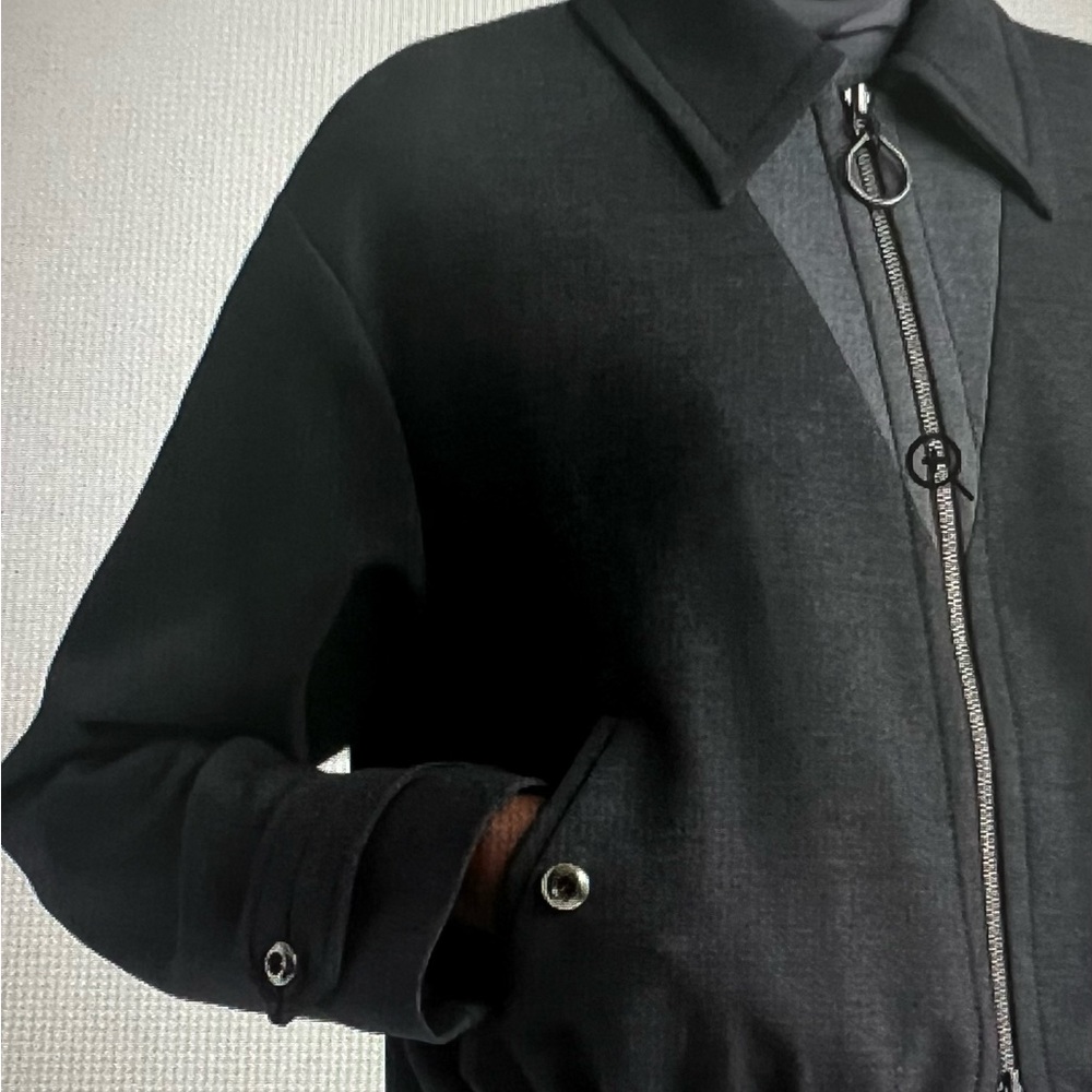 St. John Black Bomber Jacket and pants set - Picture 8 of 14